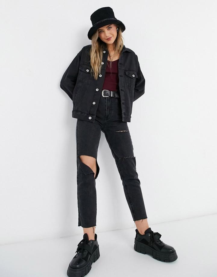 Cotton: On Oversized Denim Jacket In Black