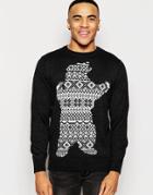 Vacant Bear Field Jacquard Knitted Holidays Sweater - Gray