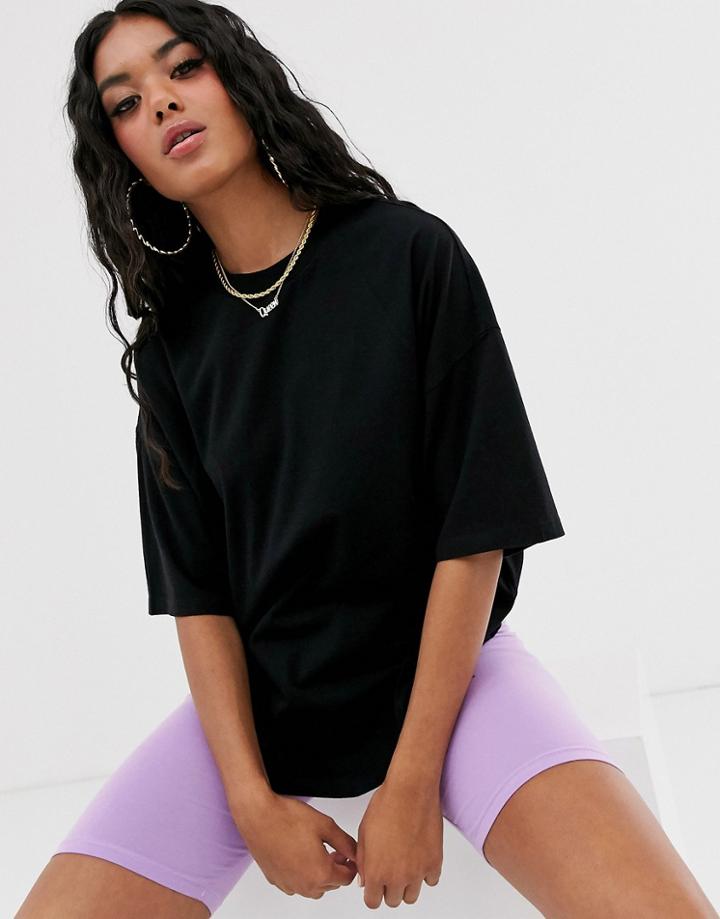 Asos Design Super Oversized T-shirt With Seam Detail In Black - Black