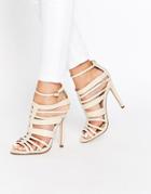 Little Mistress Taylor Multi Strap Peep Toe Heeled Sandals - Beige