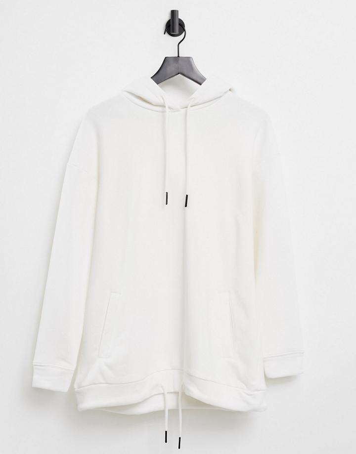 Noisy May Longline Hoodie In Cream-white