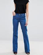 Selected High Rise Flare Jeans - Blue