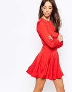 Fallen Star Fit And Flare Dress With Full Skirt - Red