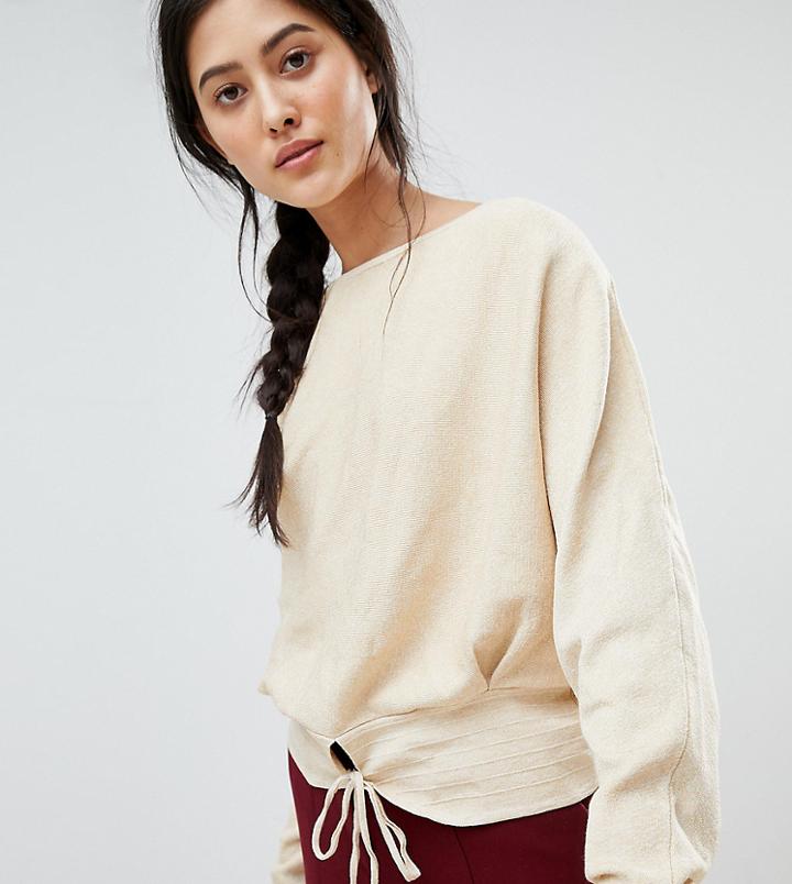 Mango Tie Front Sweater In Beige - Beige