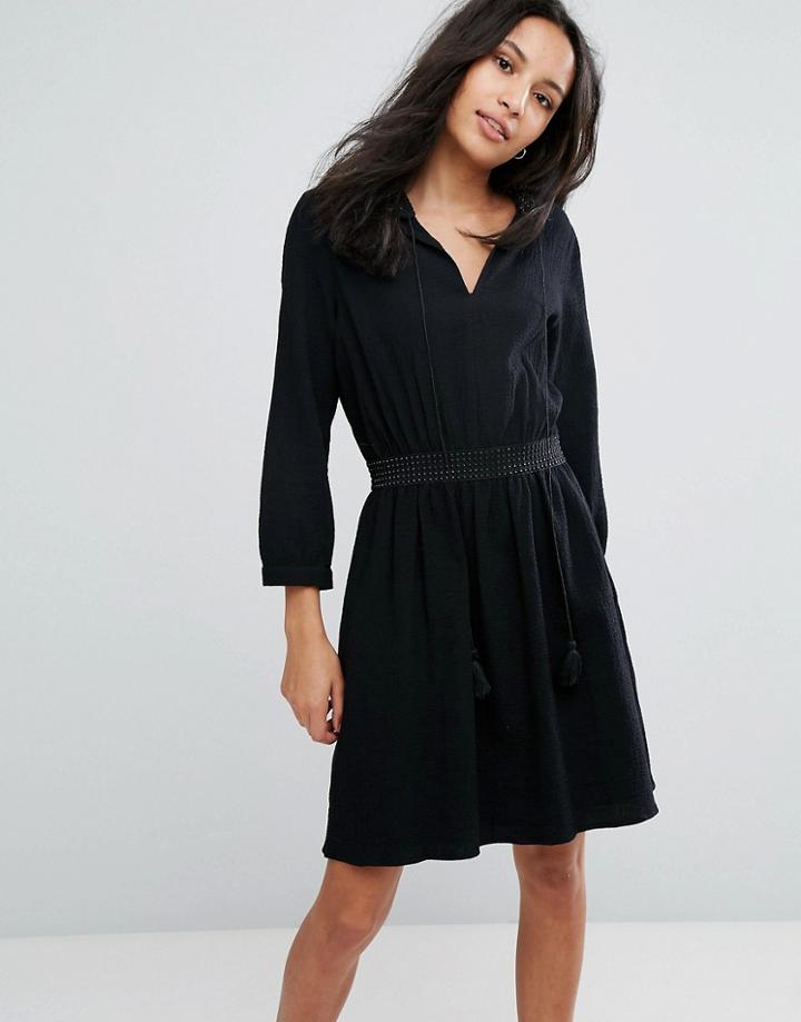 Deby Debo Manu Tassel Tie Neck Dress - Black