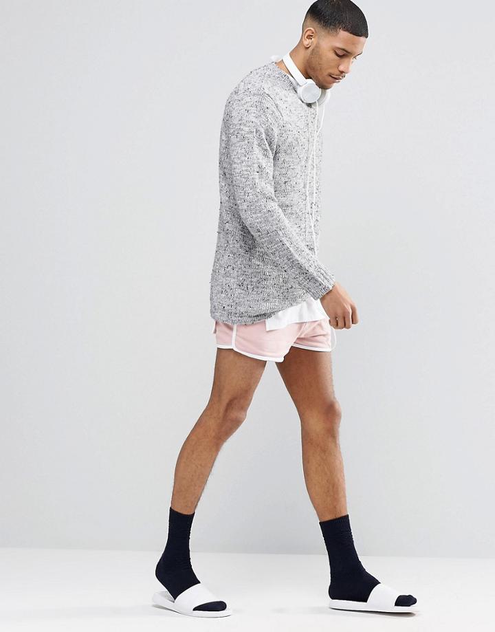 Asos Loungewear Jersey Runner Shorts In Super Short Length - Pink