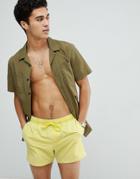 Asos Swim Shorts In Acid Wash Yellow In Short Length - Yellow