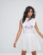 Rage Embroidered Sleeveless Dress - White