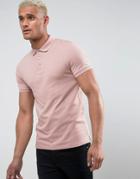 Asos Muscle Fit Pique Polo In Pink - Pink