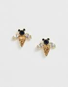 Krystal London Swarovski Crystal Mini Bee Earrings - Gold