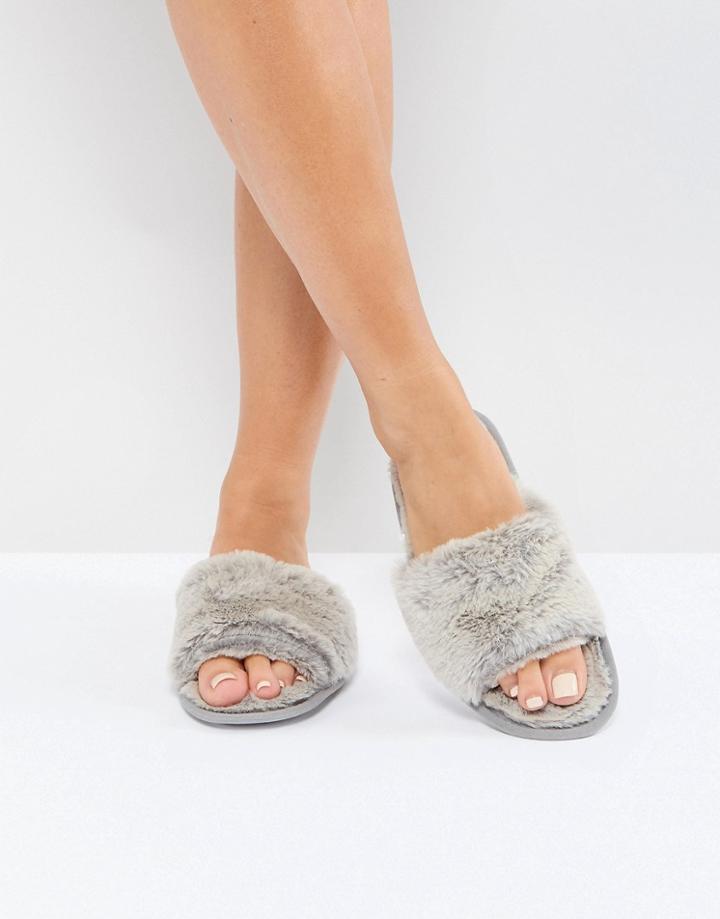 Oasis Fur Slipper - Gray