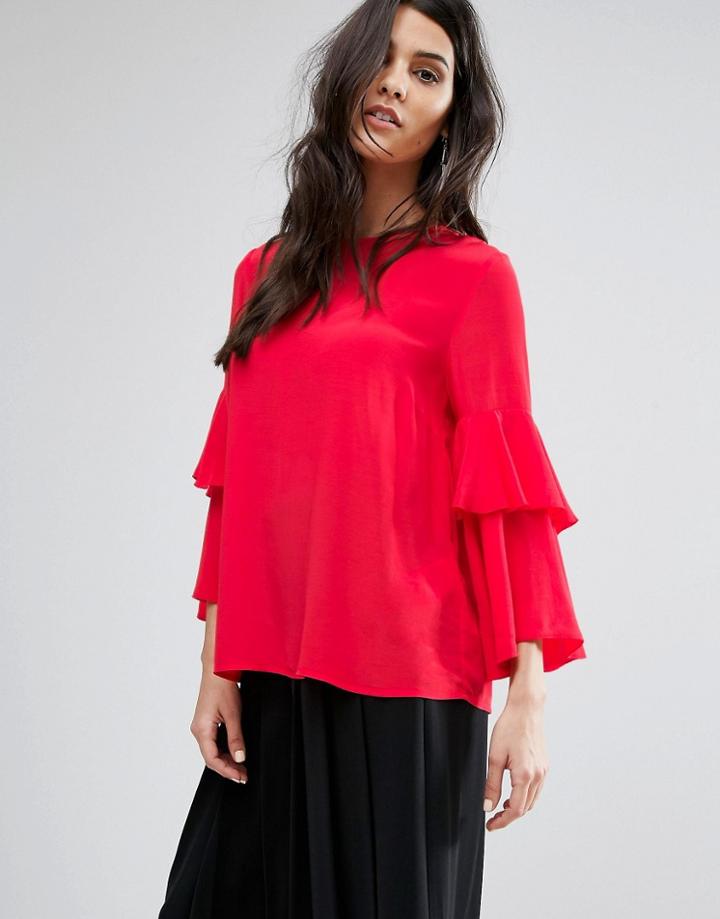 Y.a.s Button Back Blouse - Red