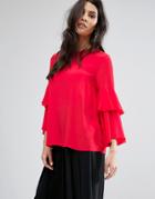 Y.a.s Button Back Blouse - Red