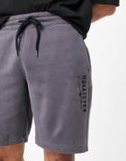 Hollister Modern Tech Logo Sweat Shorts In Dark Gray-grey