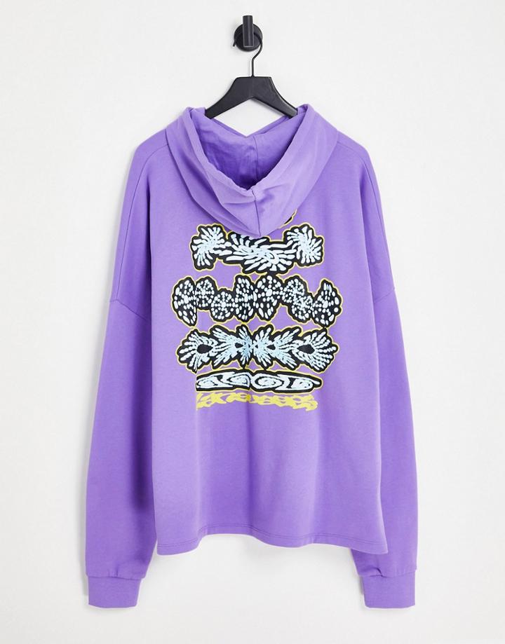 Asos Design Extreme Oversized Hoodie In Purple With Graphic Back Print