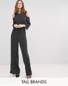 Y.a.s Tall Abby Cold Shoulder Jumpsuit In Polka Print - Multi