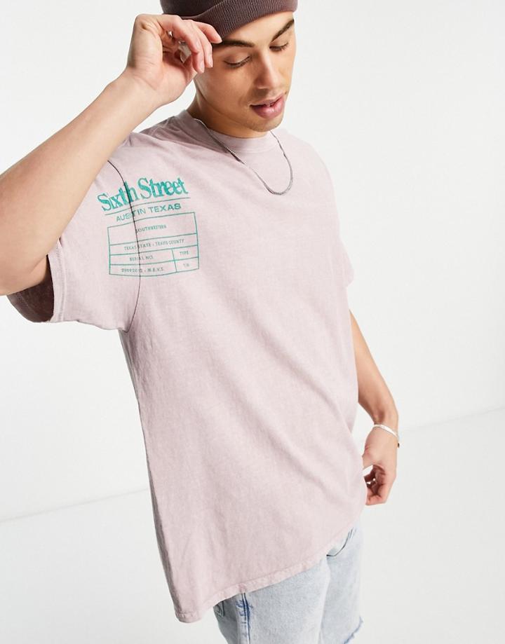 Topman Oversized Fit T-shirt Texas Print In Lilac-purple