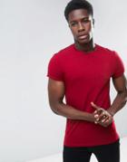 Asos Muscle Fit T-shirt With Crew Neck And Roll Sleeve In Red - Red