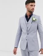 Asos Design Wedding Skinny Suit Jacket In Kentucky Blue - Blue