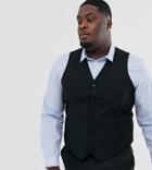 Asos Design Plus Slim Suit Vest In Black - Black