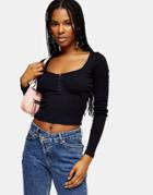 Topshop Top With Hook An Eye Detail In Black