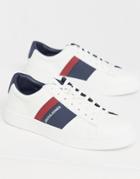 Jack & Jones Faux Leather Sneakers With Stripe Logo In White