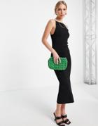 Envii Knitted Open Back Dress In Black-brown
