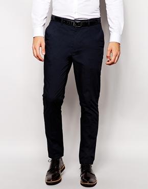Asos Slim Fit Suit Pants In Poplin - Navy