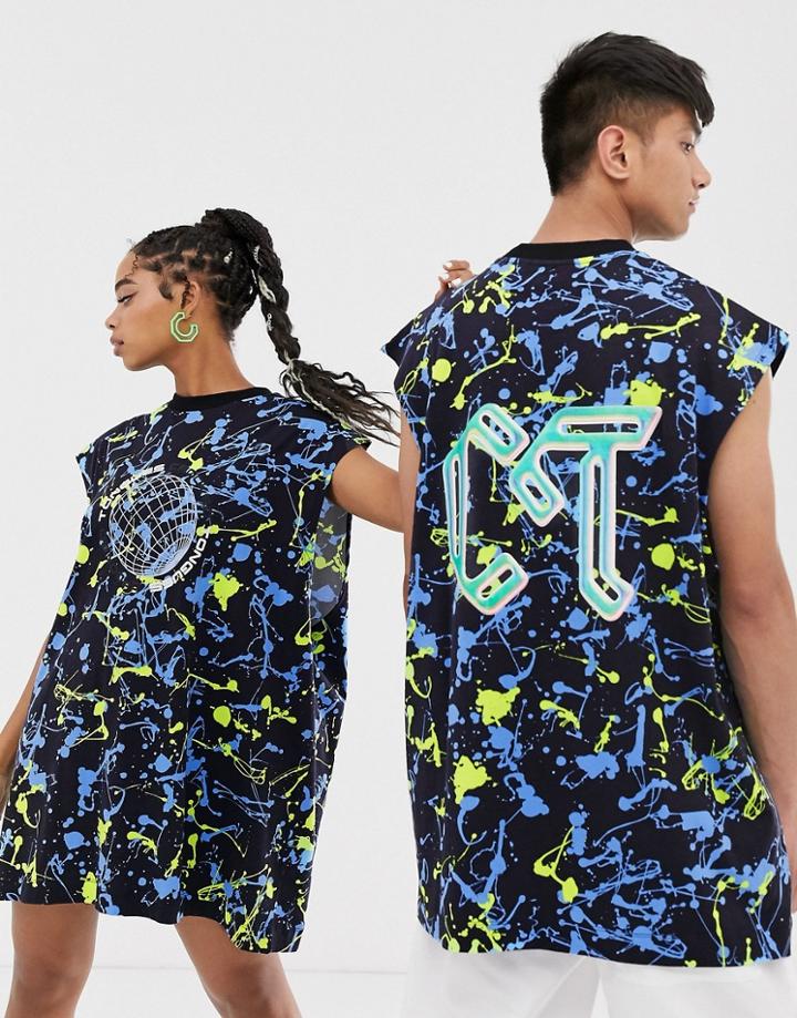 Crooked Tongues Rave Unisex Tank With Paint Splatter-black