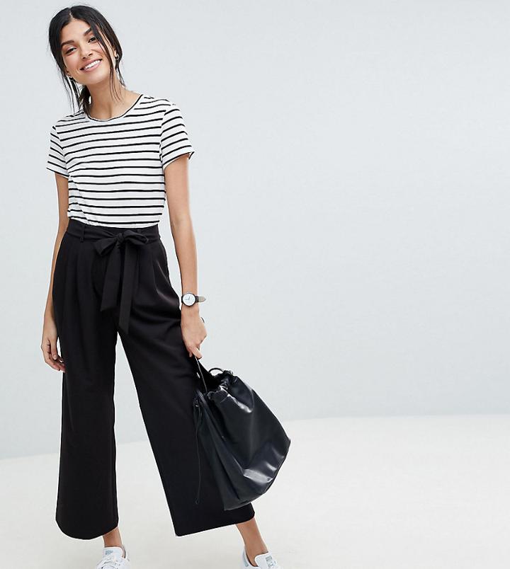 Asos Design Tall Mix & Match Culottes With Tie Waist-black