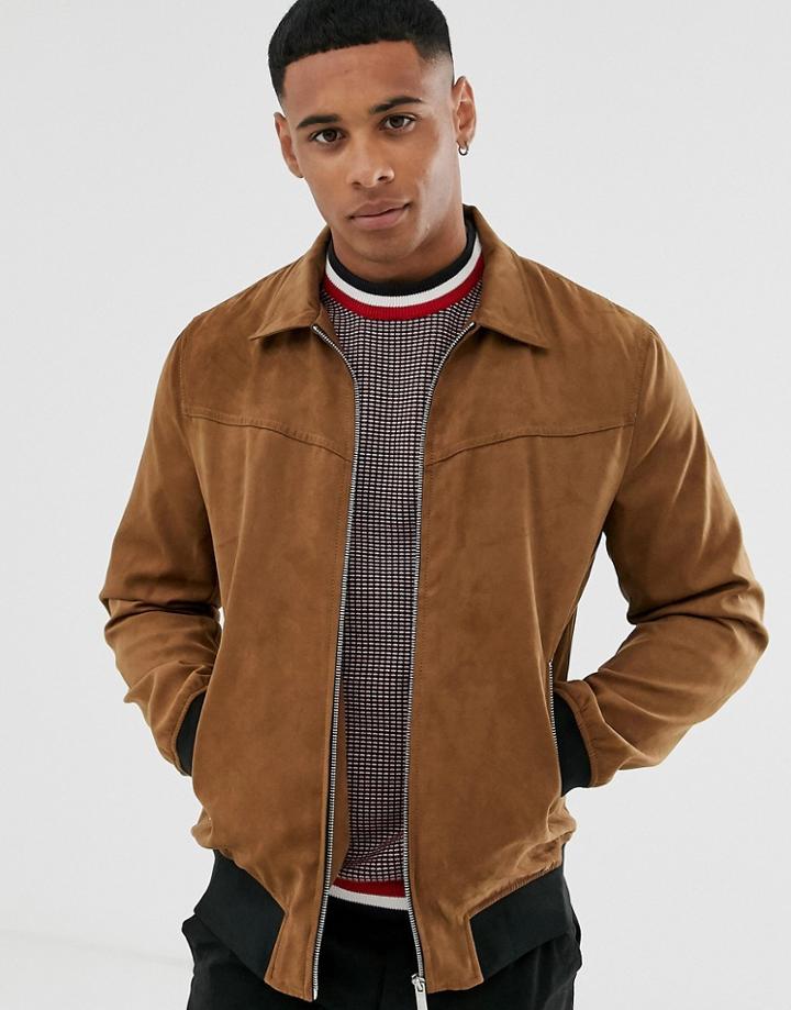 Only & Sons Faux Suede Jacket In Brown
