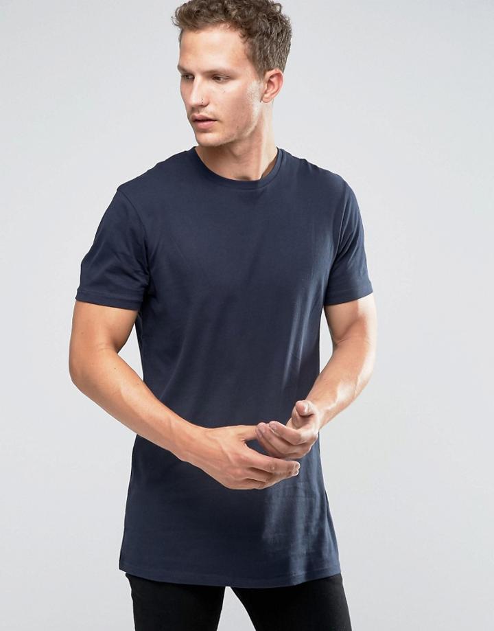 Celio Longline T-shirt - Navy