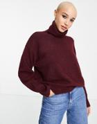 New Look Roll Neck Sweater In Burgundy-red