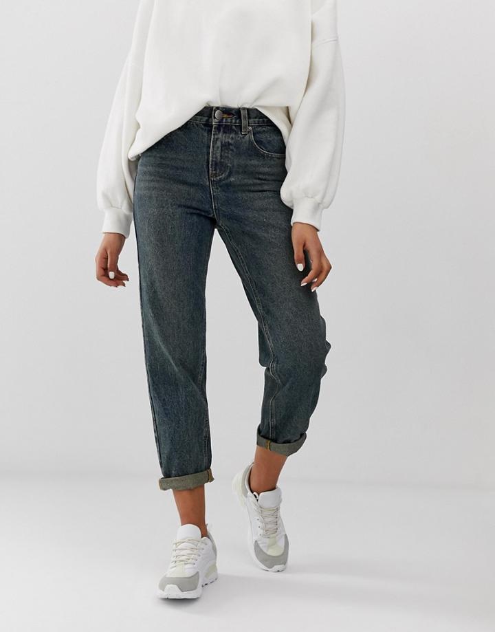 Asos Design Relaxed Fit Boyfriend Jeans In Rich Aged Washed Blue - Blue