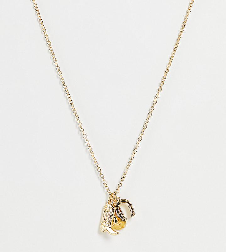 Daisy Street Exclusive Necklace With Western Charms In Gold