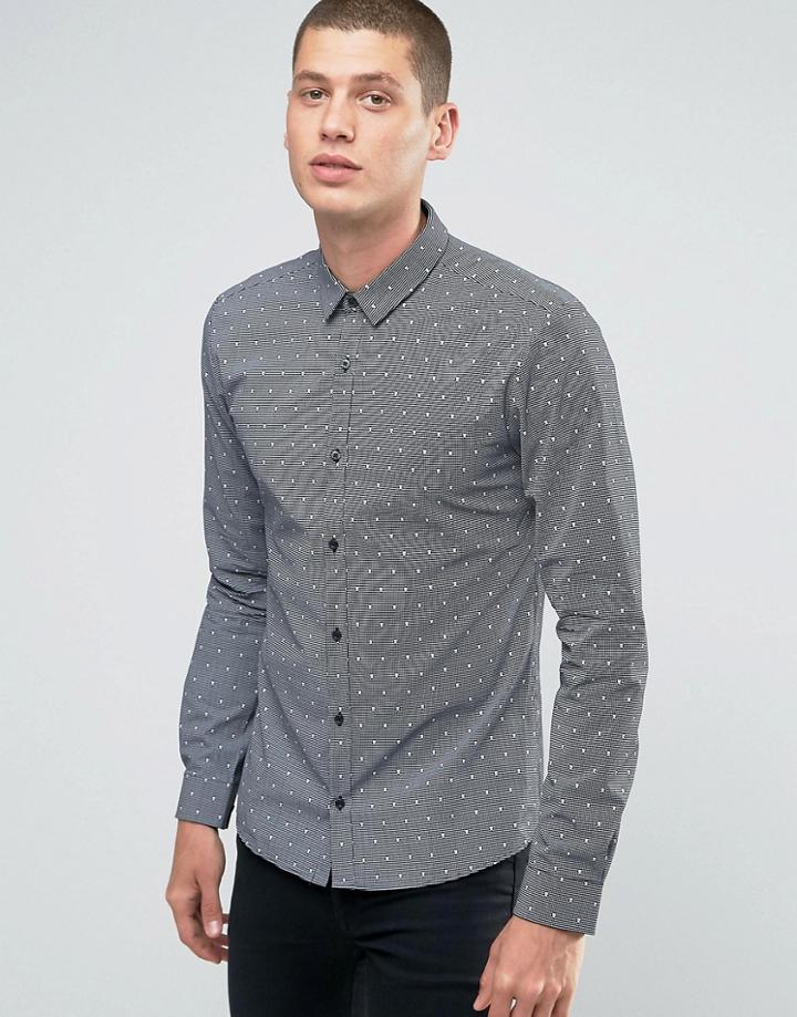 Hugo By Hugo Boss Smart Shirt Slim Fit Skull Print - Black