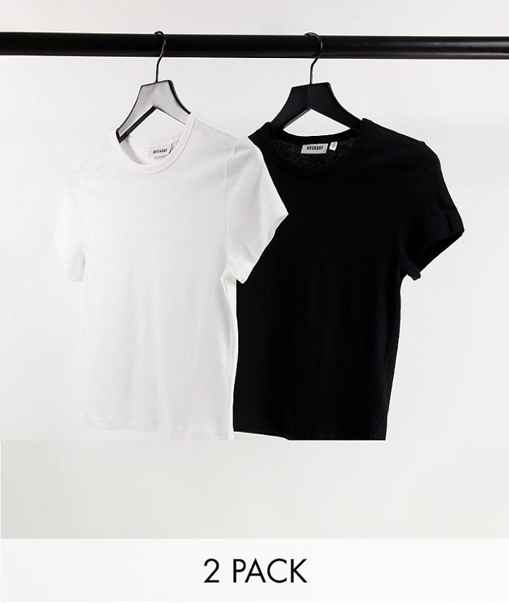 Weekday Forever Organic Cotton 2 Pack T-shirts In Black And White-multi