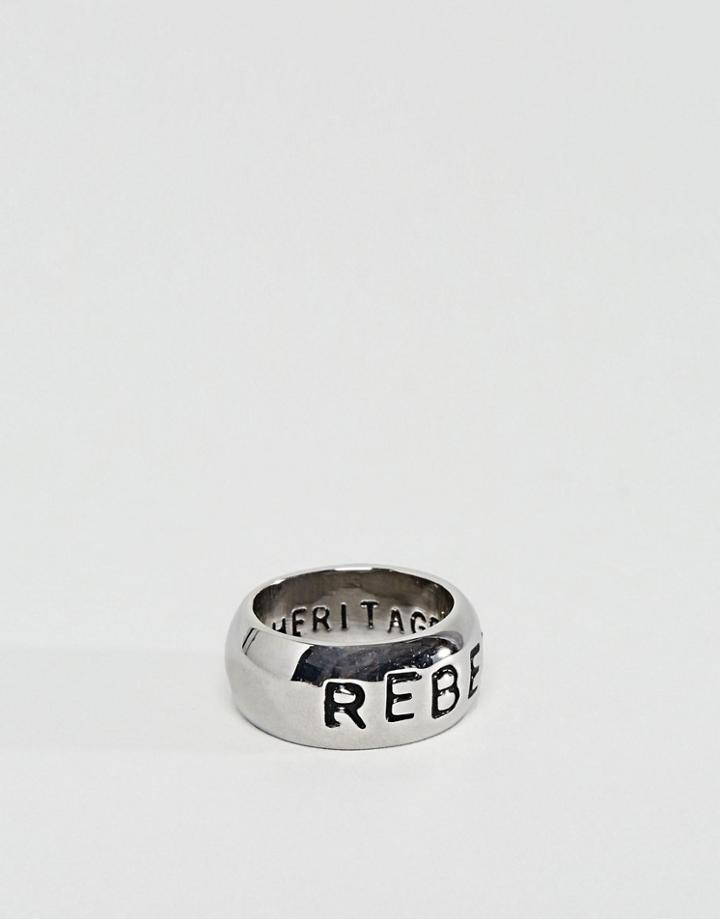 Rebel Heritage Stamped Ring In Silver - Silver