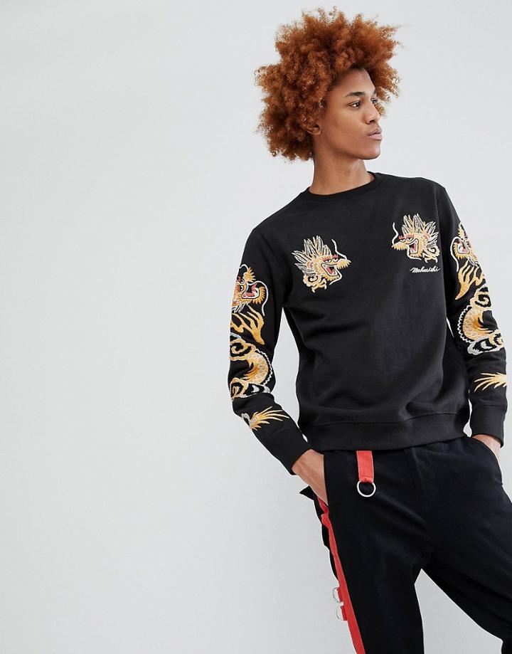 Maharishi Dragon Arm Embroidered Sweatshirt - Black