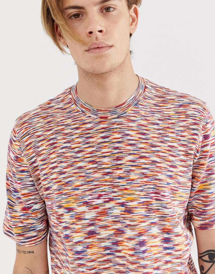 Asos Design Knitted Multicolor T-shirt In Space Dye