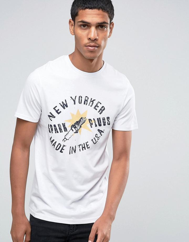 Celio Crew Neck T-shirt With Graphic Print - White