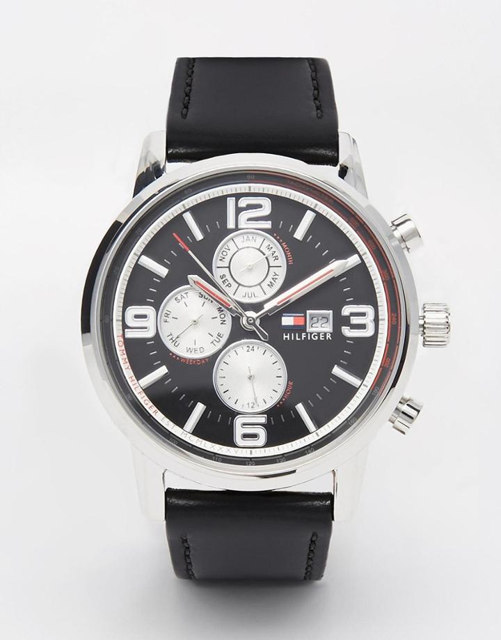 Tommy Hilfiger Gabe Leather Strap Watch 1710335 - Black