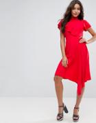 Asos Tea Dress With Asymmetric Hem - Red