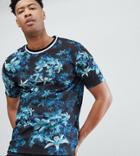 Asos Design Tall Relaxed T-shirt With Faded Floral And Tipped Rib - Black