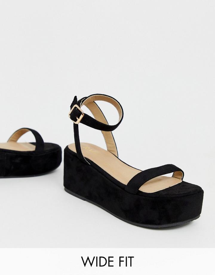 Raid Wide Fit Trina Black Two Part Flatform Sandals - Black