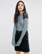 Vero Moda Rib Top With Lace Inserts - Green