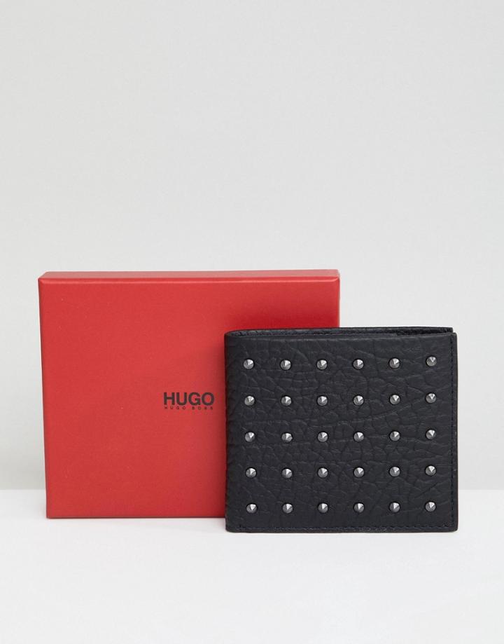 Hugo Victorian Studded Leather Wallet In Black - Black