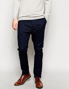 Asos Stretch Tapered Chinos - Navy