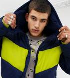 Collusion Tall Color Blocked Puffer Jacket In Navy - Navy