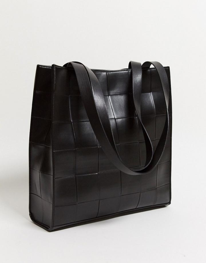Asos Design Shopper Bag In Black Weave